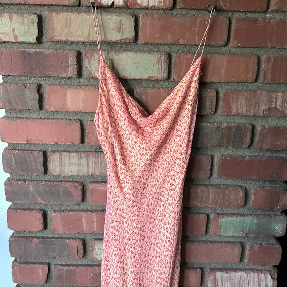 VTG Betsey Johnson Peach Floral Print Beaded Hem Sleeveless Dress Sz 8 PETITE - Picture 11 of 15